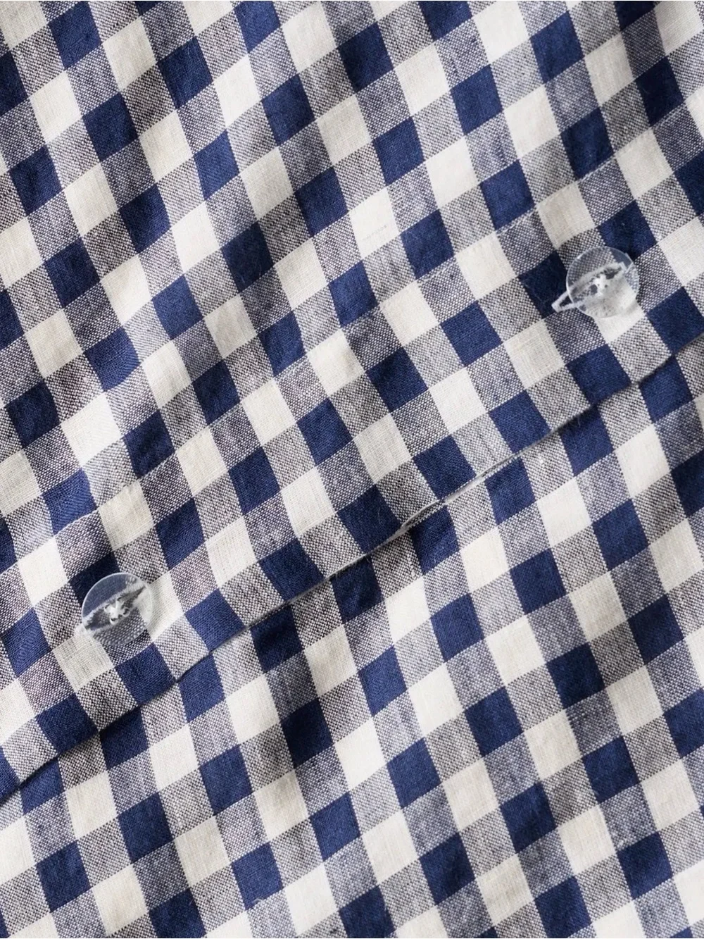 European Linen Navy Gingham Twin Duvet Set - Retail $154